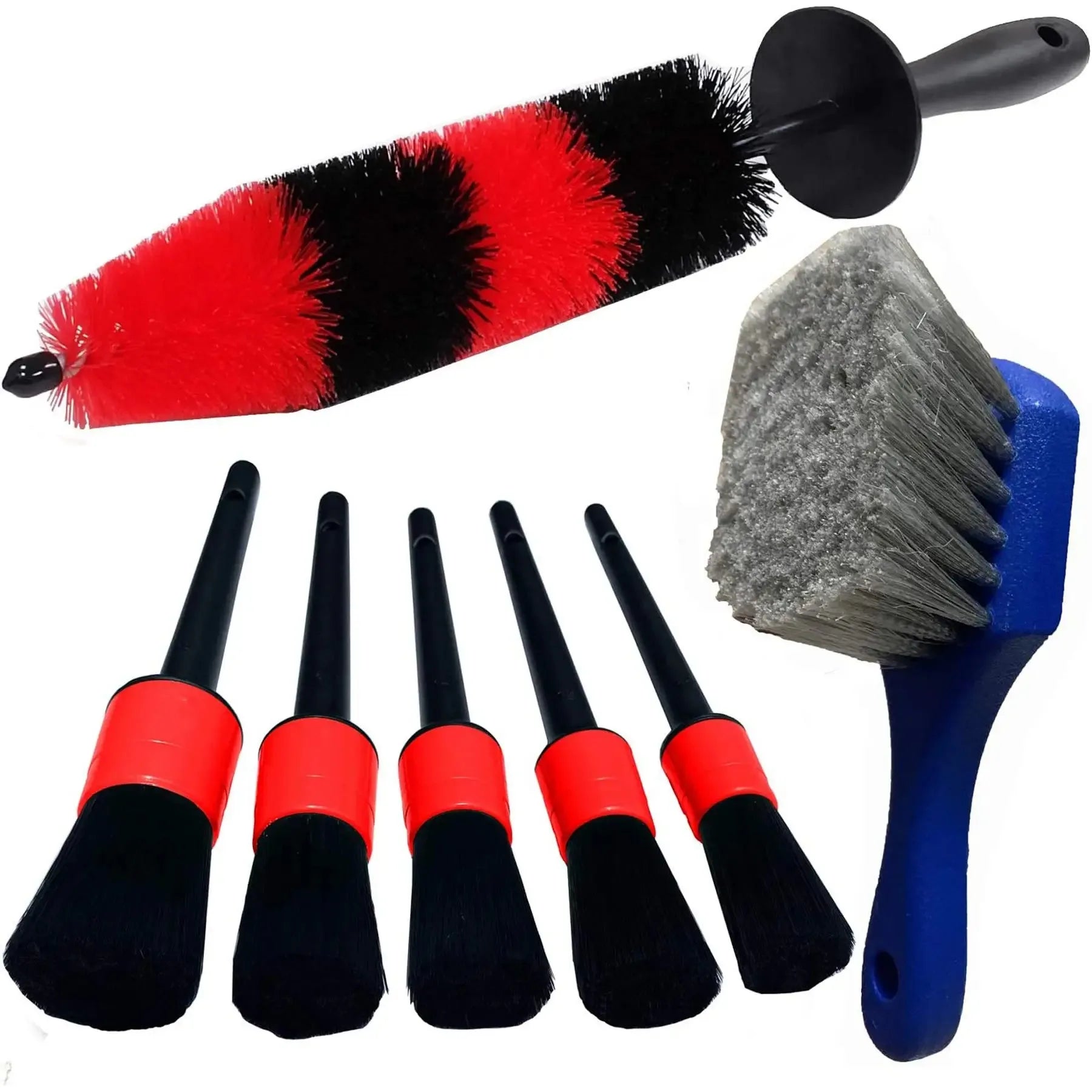 UNTIOR Wheel & Tire Brush Set – Long Soft Bristle Car Detailing Kit with Microfiber Cleaning Cloth