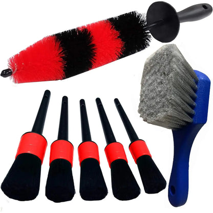 UNTIOR Wheel & Tire Brush Set – Long Soft Bristle Car Detailing Kit with Microfiber Cleaning Cloth