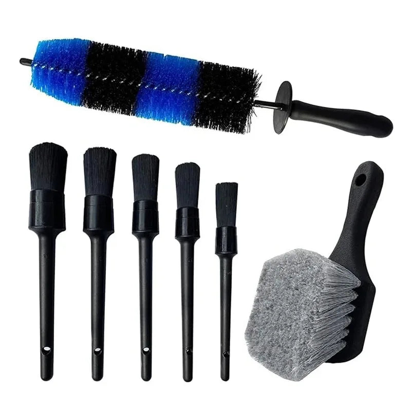 UNTIOR Wheel & Tire Brush Set – Long Soft Bristle Car Detailing Kit with Microfiber Cleaning Cloth